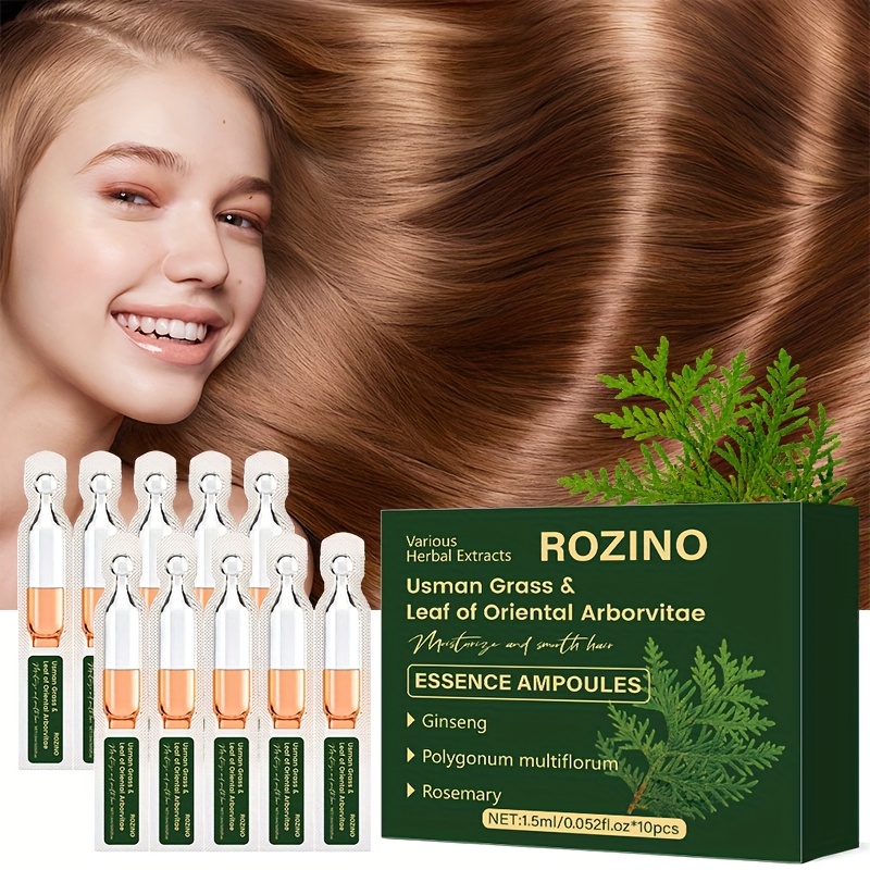 Image of 10pcs Natural Grass & Oriental Leaf Hair Strengthening Ampoules, Containing Multiple , Lightweight And Easily Absorbed Texture, Instantly Smoothes Frizz With 1 Application, Provides Immediate