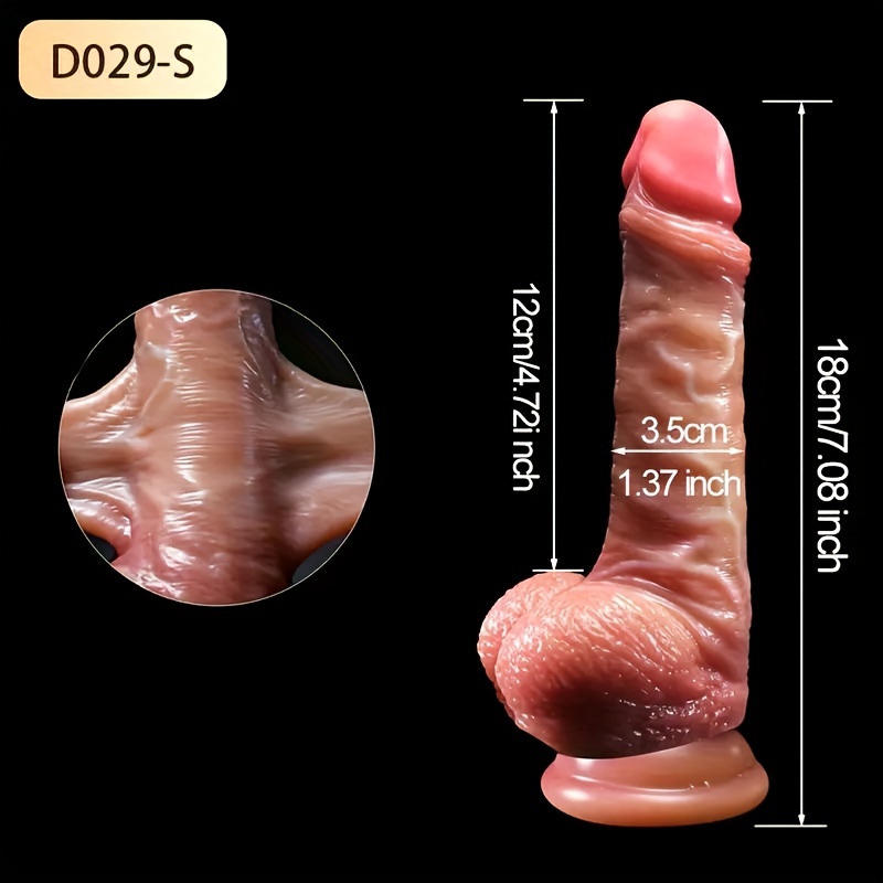 Sliding Foreskin Dildo - D029-L: 15Cm/5.9 Inch Length, 4Cm/1.57 Inch Diameter, 21.5Cm/8.46 Inch Total Length, Waterproof, No Battery, No Wire, Made of Liquid Silicone, Adult Sex Toy for Both Genders
