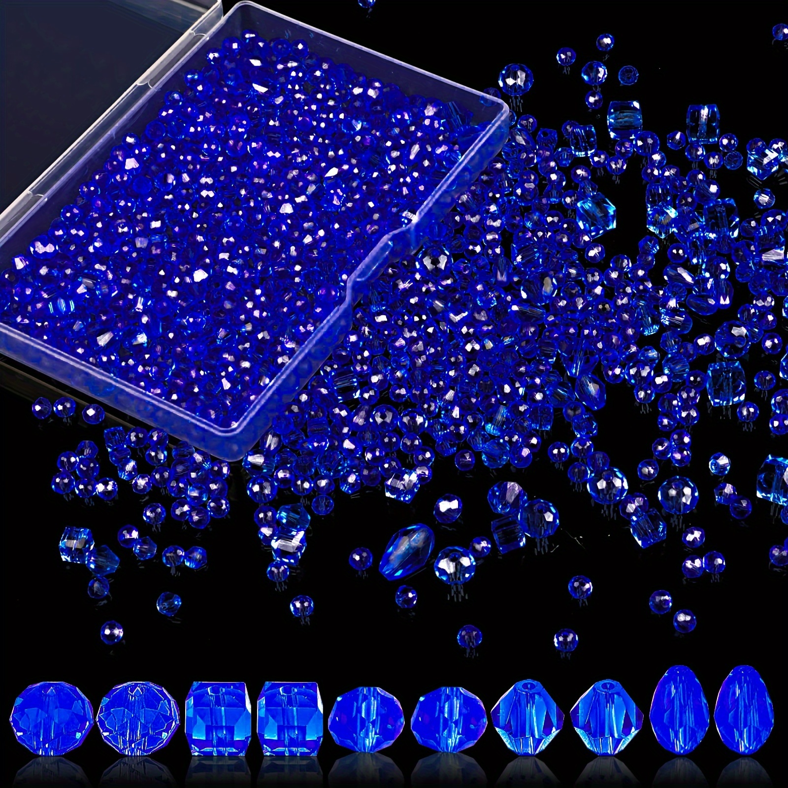 

300pcs Mixed Dark Blue Random Glass Crystal Decorative Beads For Jewelry Making Diy Special Crafts Accessories