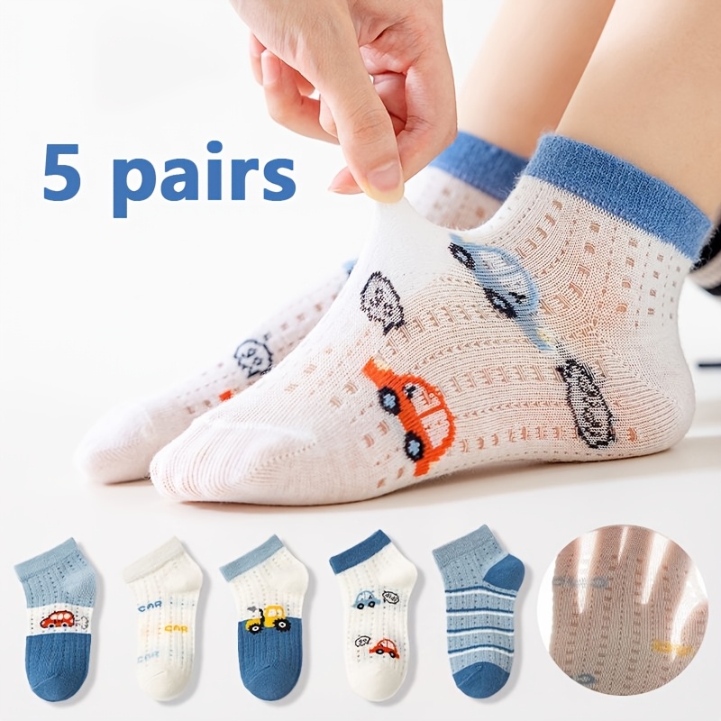 Image of 5 Pairs Of Boys' Mid-calf Socks, New Summer Style From The , Fall And Winter Clothes