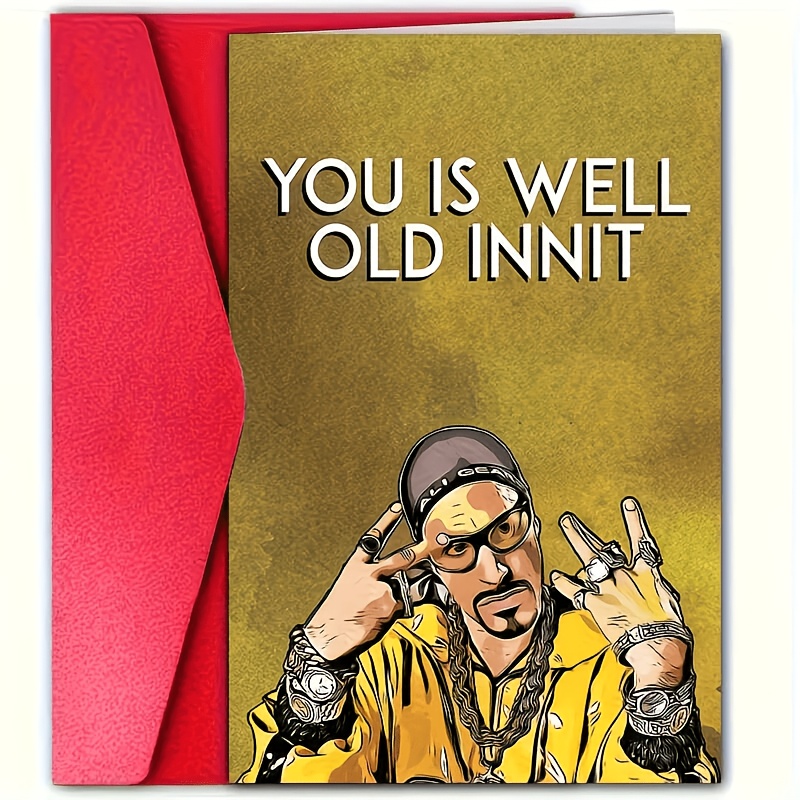 TEMU 1pc Greeting Card And 1pc Envelope. 2d Flat 1pc Fun Birthday Card, Suitable For Men And Women, Content "well Old Innit", Birthday Card, Suitable