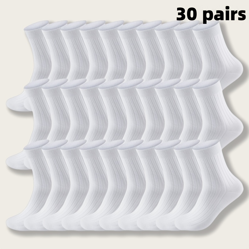TEMU 10/30 Pairs Classic Socks, Solid Color Socks, Black Socks, White Socks, Business Socks, Men's Socks, Women's Socks, Outdoor Socks, 168 Needle ,