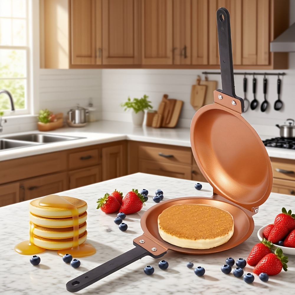 TEMU Dual-sided , Pancake Cooker - Copper Easy To Turn , Frying Pan For Light And Fluffy Pancakes, Omelets, Pancake