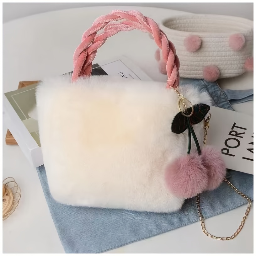   plush cherry handbag shoulder bag crossbody bag details 1