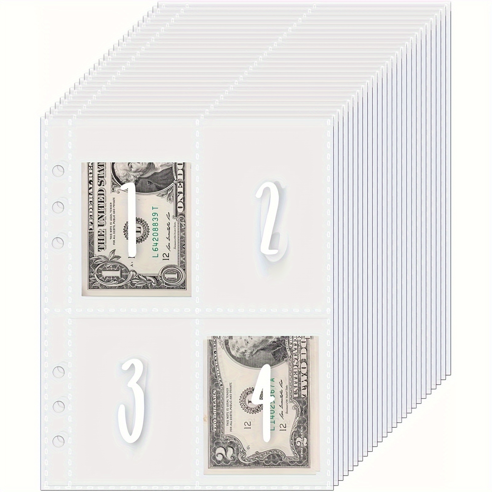 

100 Envelopes For A5 6-ring Binder, A5 Binder Inserts, Pre-printed 1-100 Cash Filled Envelopes, Money Bags, Planner Insert, Cash Transparent Cover, 25 Sheets