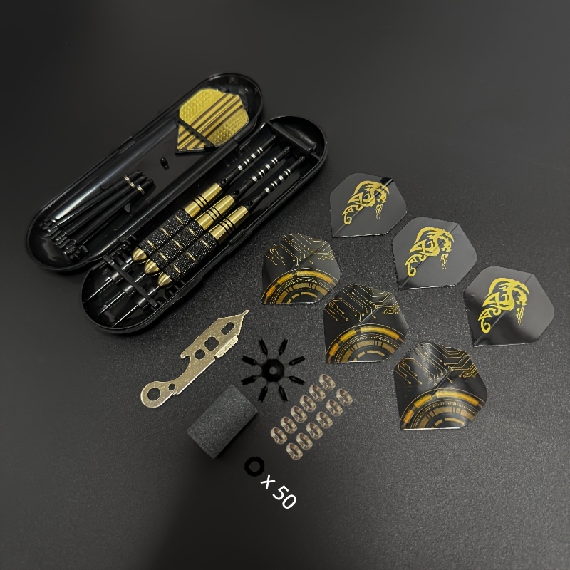 E-shop 3er-Set Hartspitz-Darts 24g, Professionelle Messing-Darts mit Metallspitzen, Schäfte aus Aluminiumlegierung, inklusive Alufolien-Federn,