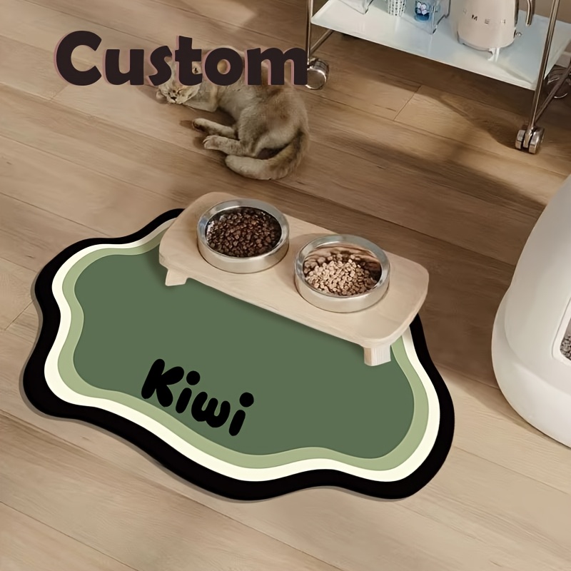 TEMU Personalized Custom Anti-slip Pet Food Mat, Suitable For Dogs And Cats, Quick-dry And Absorbent, With Pet's Name, Nordic Style Feeding Mat,