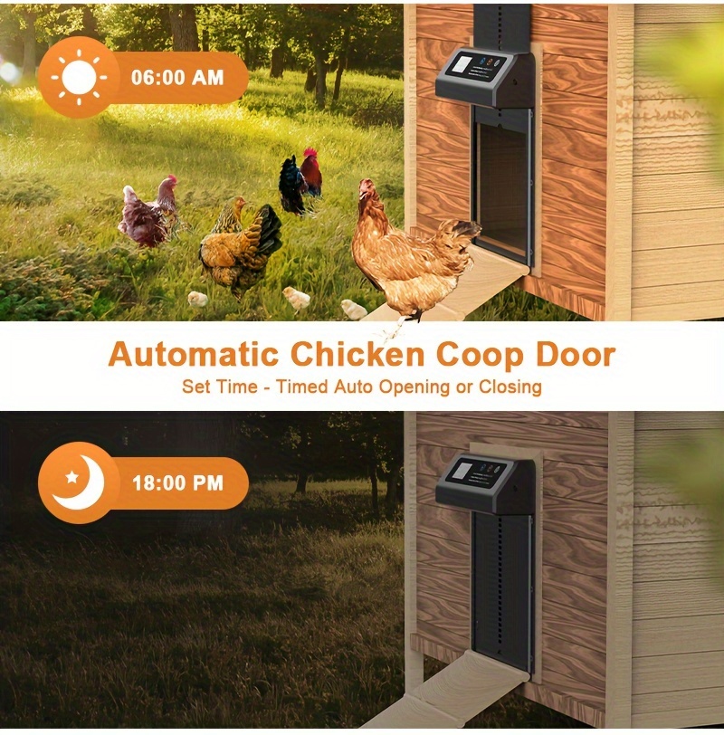 Easy-Install Automatic Chicken Coop Door Opener with Timer -, Battery-Powered Aluminum Accessory