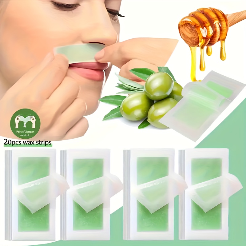 aloe vera essence scented lip and beard wax strips double sided use portable size suitable for fingers face bikini line and upper lip hypoallergenic formula for quick   hair removal unisex style beauty care compact size