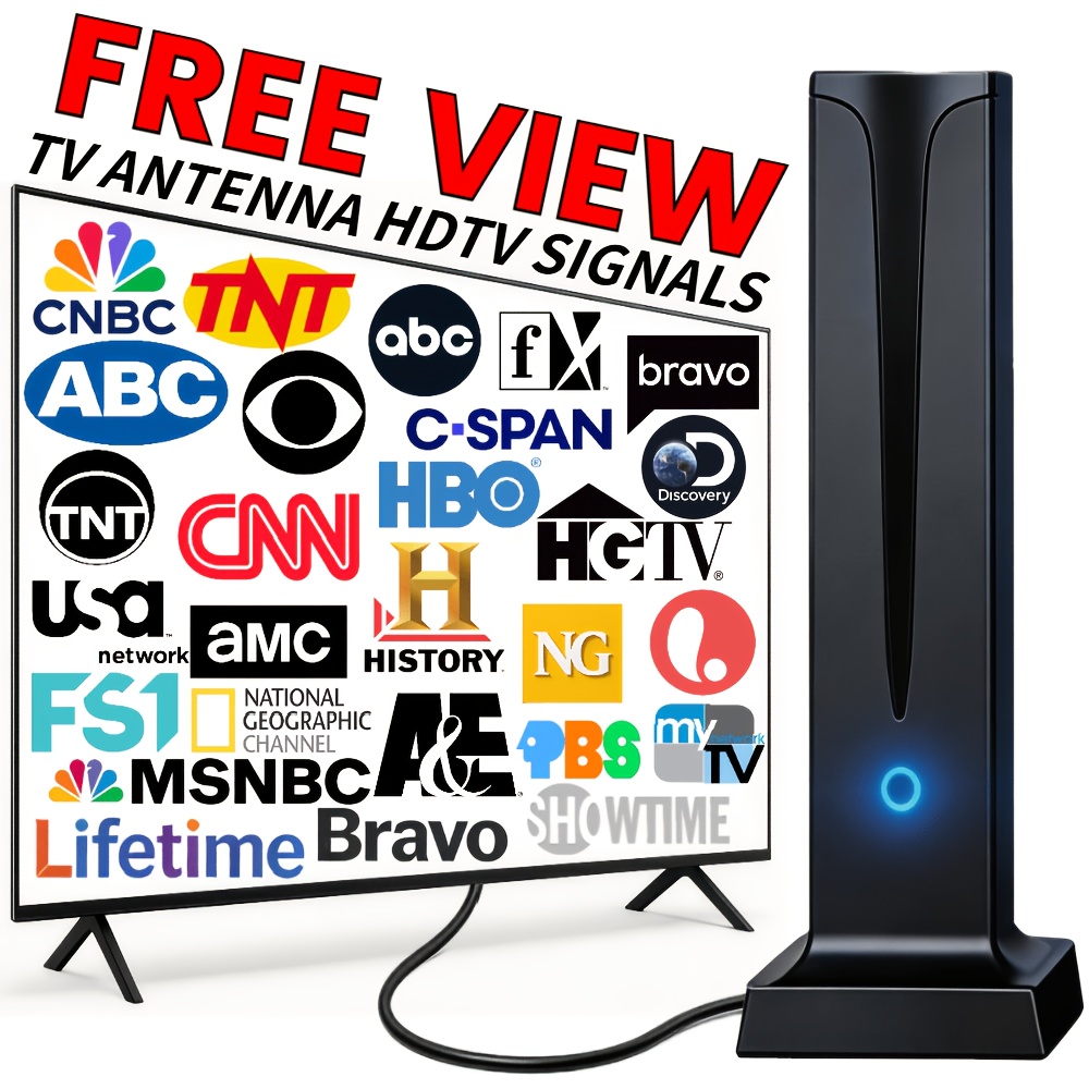 TEMU 2026 Upgraded Digital Hd Television Antenna, Indoor & Outdoor Mountable, 360° Omni-directional Signal Coverage, Receives 4k 1080p, Fit For Smart
