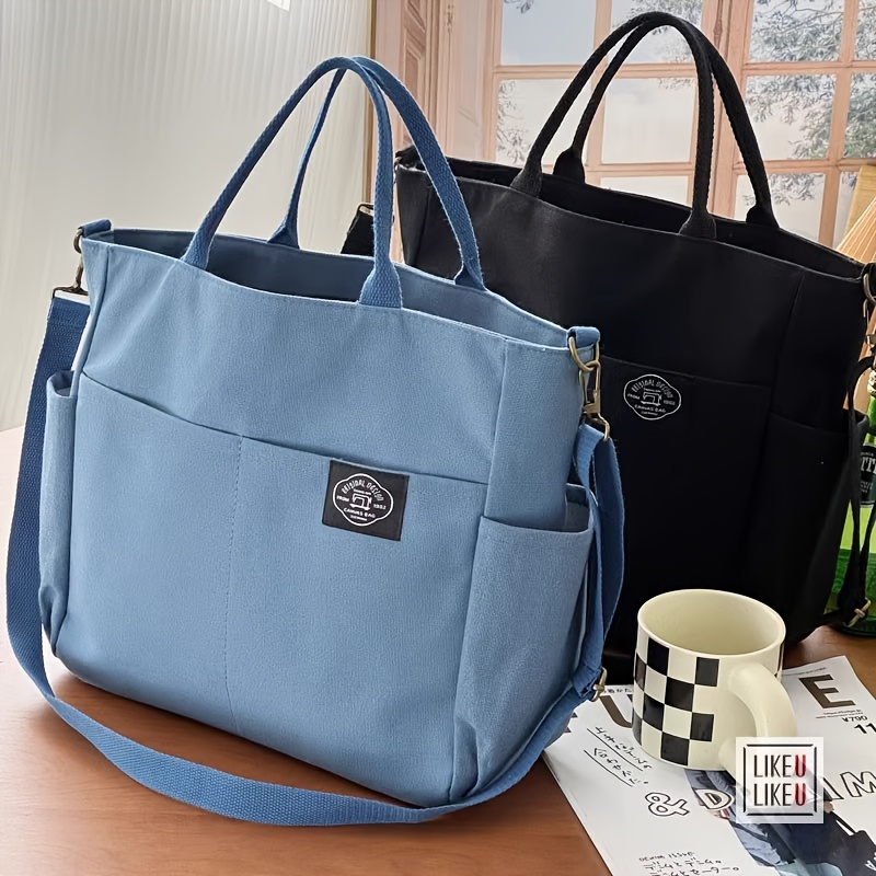 1 bolsa tote estilo japonés original, gruesa, con múltiples bolsillos, mochila, bolso casual para laptop de estudiante, bandolera cruzada sencilla