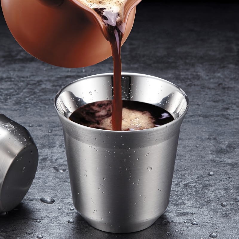 2 insulated coffee mugs made stainless steel 86ml double - Temu