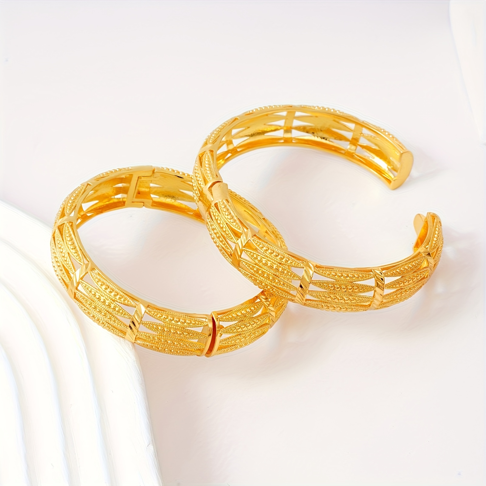 3pcs Golden Plated Open Bangle for Daily Wear and Occasions
