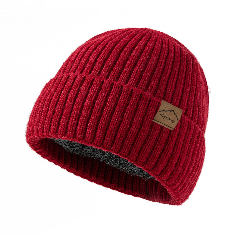 TEMU A Stylish -label Knit Hat, Unisex For Autumn/winter, With Plush Lining For Extra And Thickness, -weather Beanie For Holiday Parties And Hip-hop