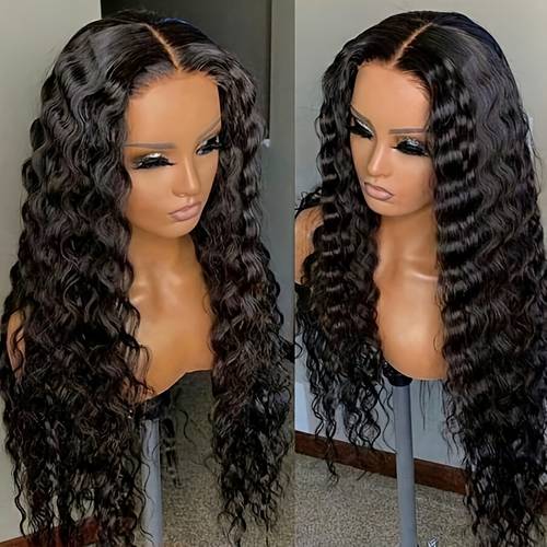 hair hd transparent lace wigs with a 5x5 lace closure featuring deep curls lace front wigs in natural black are ideal for daily wear and special occasions