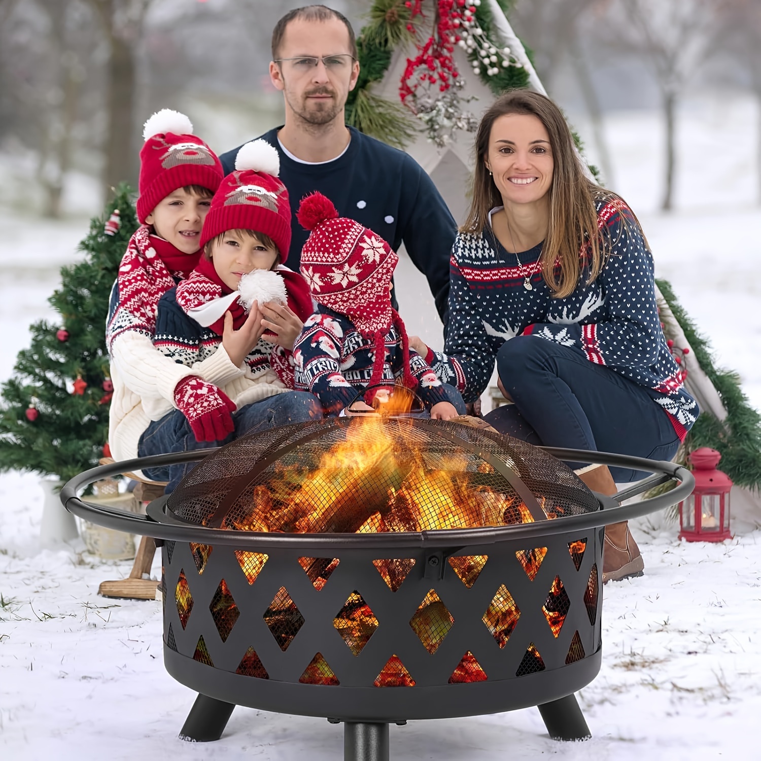 Fire Bowl With Rotating Grill Grate, Large Fire Bowl, Fire Bowls For The Garden With , 76cm Fire Basket With , Outdoor Fireplace, Multifunctional Fire Pit, Outdoor Heating