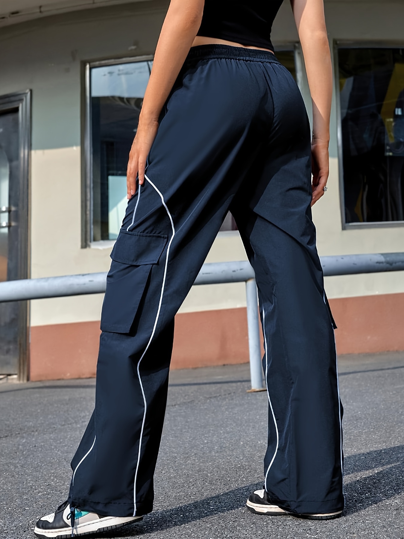 Baggy Cargo Parachute Pants Women Trendy Drawstring Elastic Temu