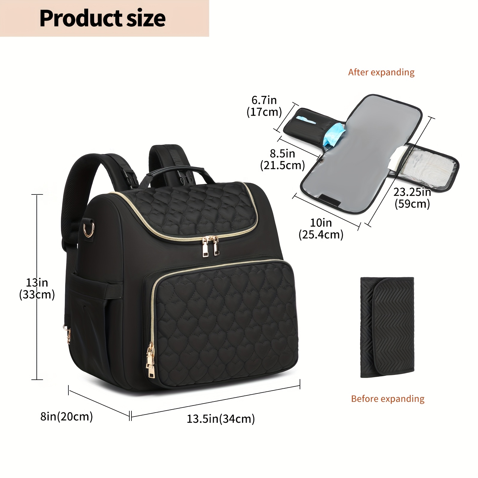 large diaper bag with 3 insulated bottle pockets and changing station multi   adjustable straps   moms dads and essentials stylish stroller everyday  