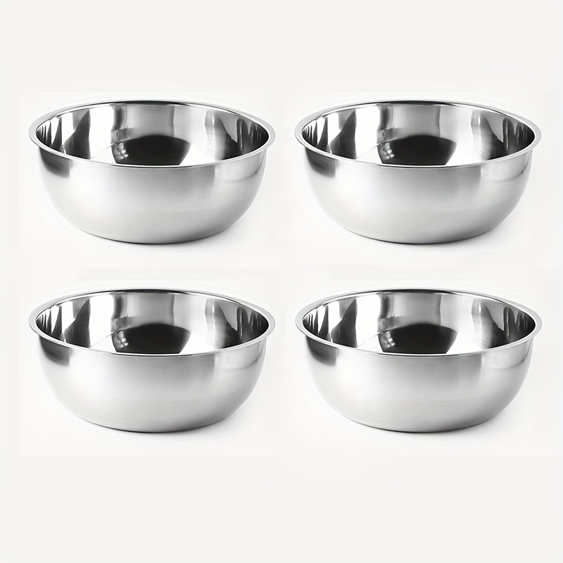 TEMU Set Of 4 Salad Bowls, 0.8l Capacity Mixing Bowls, Stainless Steel Kitchen Cooking Tools. Suitable For Serving Fruit Salad, , Washing Vegetables,