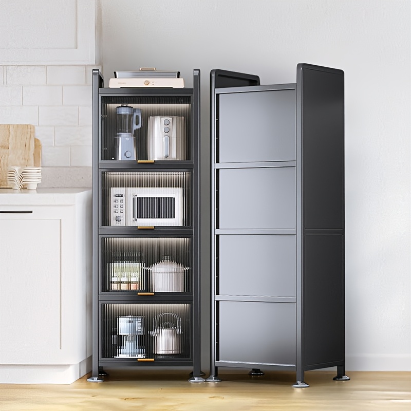 E-shop 152,4 cm hoher Metall-Küchenschrank, 5-stufiger Metallschrank mit Acryl-Türen, Hängeschrank mit Stauraum, Mikrowellen-Ständer für Esszimmer