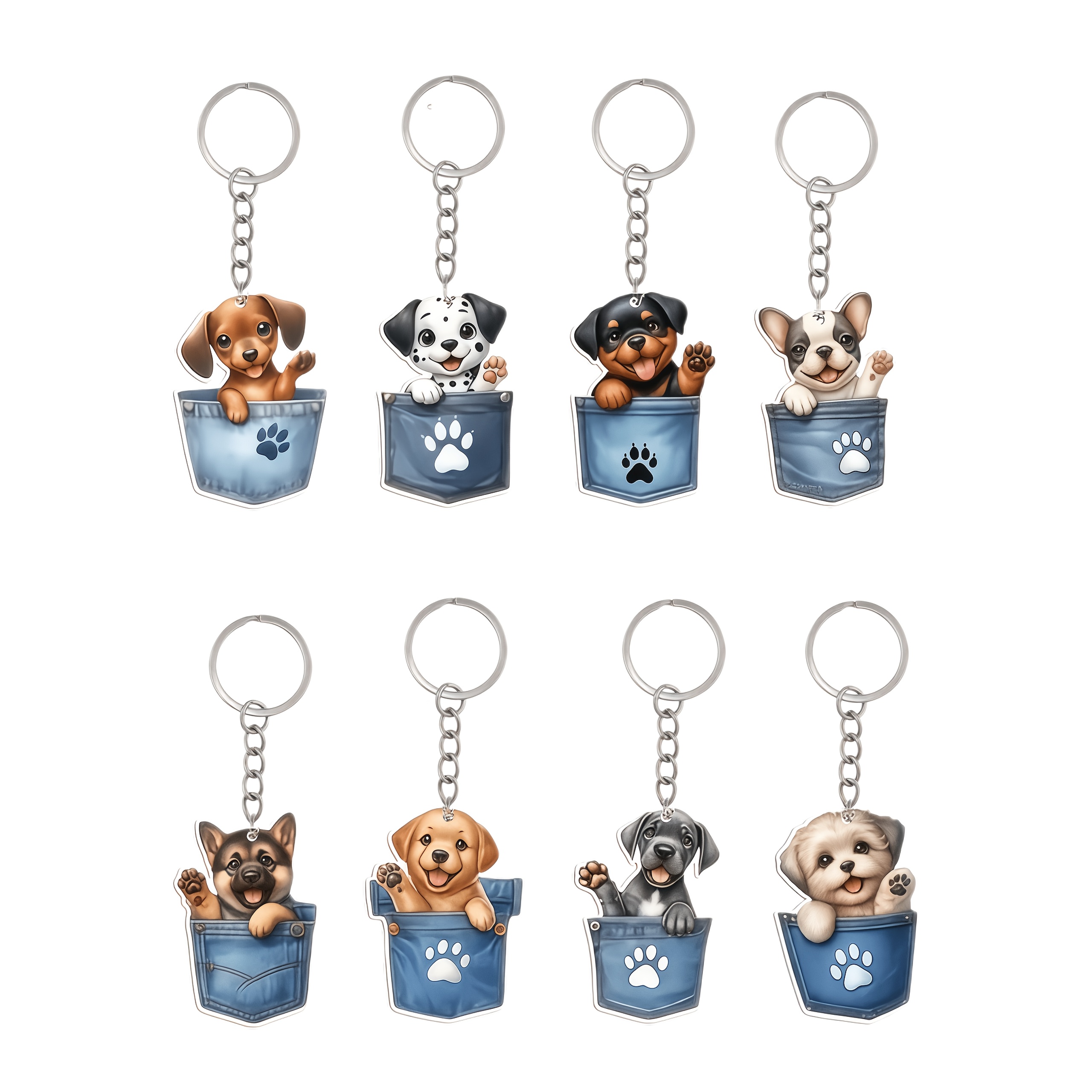 TEMU 2d Flat, 8pcs Acrylic Diy Keychain Set With Full Accessories, 2d Flat Pendant, Lover Gift, Party Favor Bag, Car Key Accessory, Requires