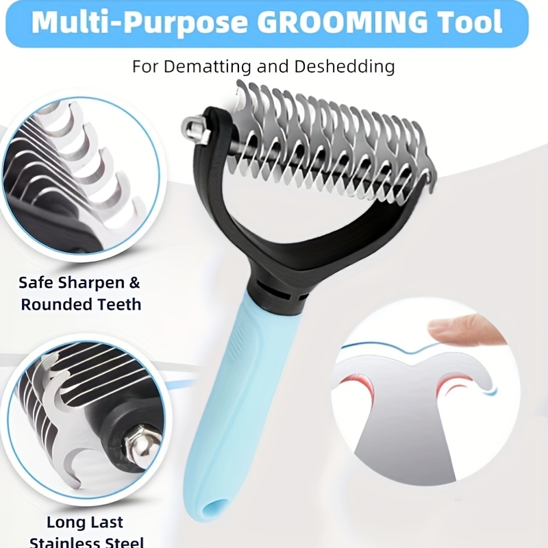 2pcs random color stainless steel pet dematting comb double sided   rake grooming tool for cats and dogs   shedding brush   removes mats   and loose fur durable premium stainless steel construction   long ha Product details 3