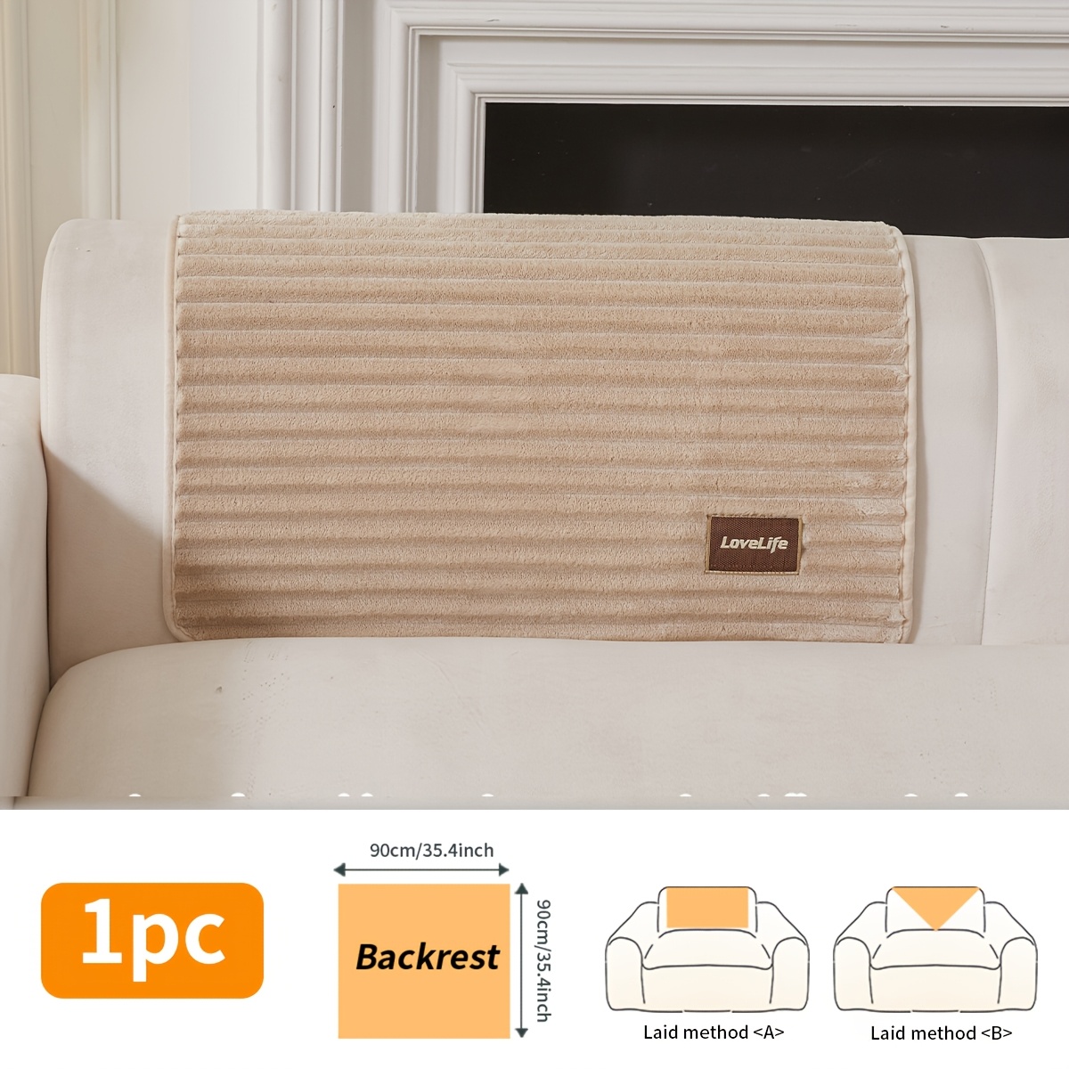 TEMU 1pc Long Plush Sofa Cushion, Labeled Decorative Sofa Cushion, Autumn/winter Plush Luxury High-end, Washable With Anti-slip Particles, Sectional