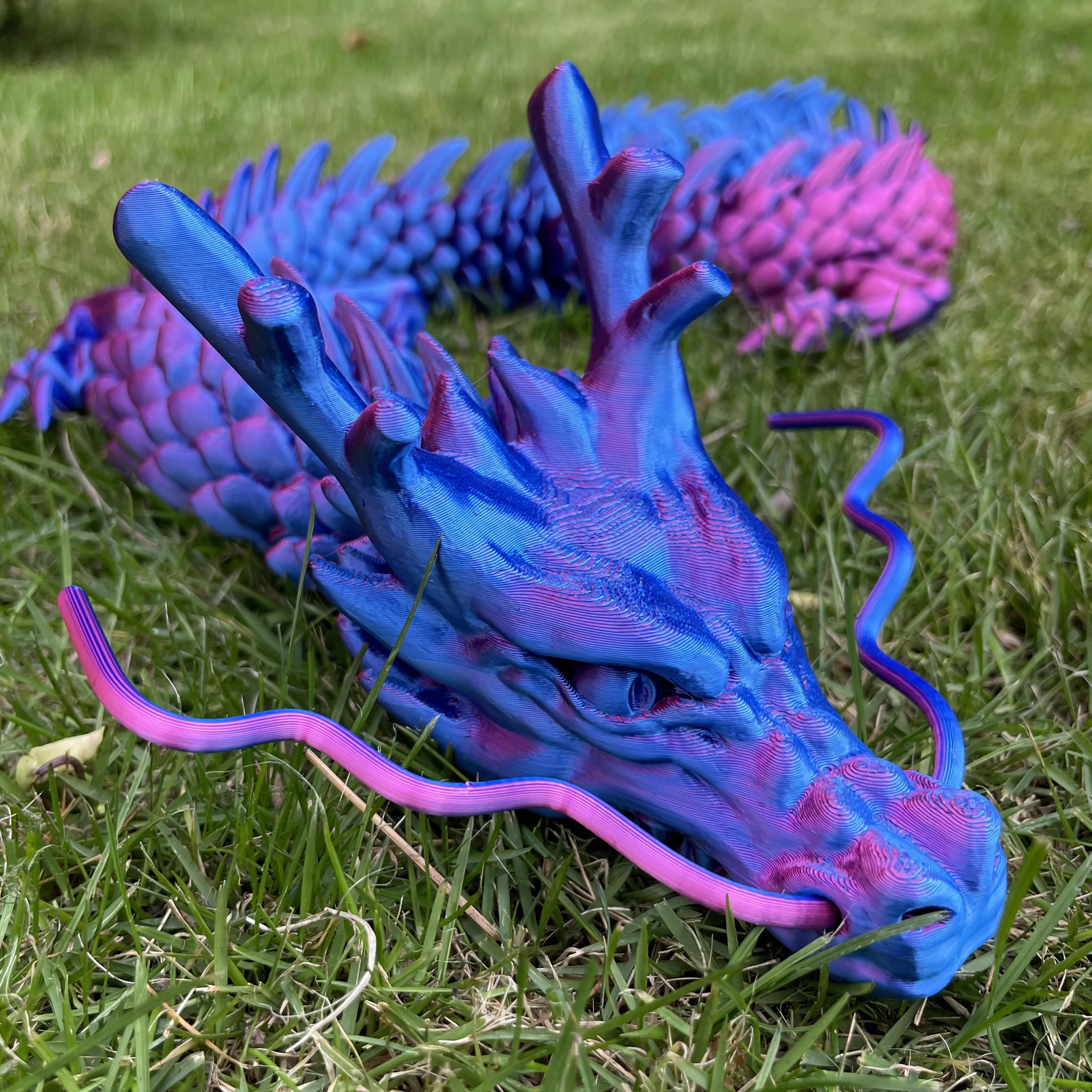 

35.43" Oriental Dragon Figurine - 3d Printed, & Garden Display, Ideal Holiday Gift For Christmas & New Year