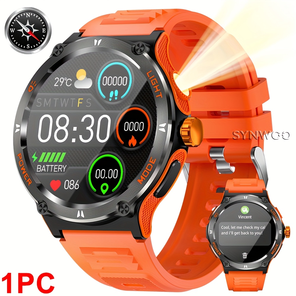 Synwoo Smart Watch With 1.53" Full Touch Screen (answer/make Calls), 500 Mah Battery Wrist Watches For Men Women With Led Flashlight, Pedometer, Waterproof Smartwatch For Iphone/