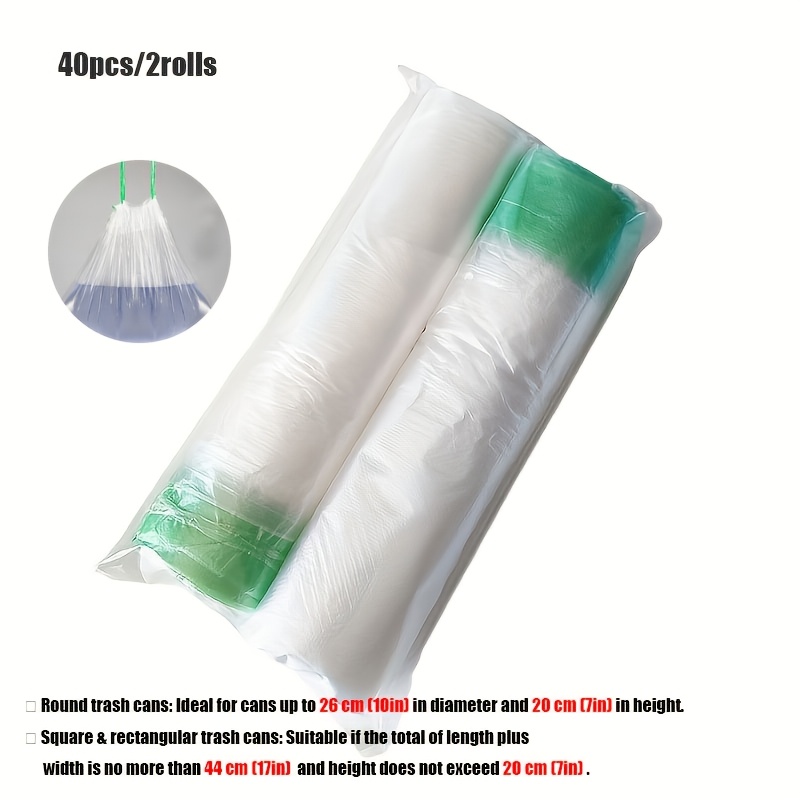 TEMU 40pcs/2 Rolls Disposable Toilet Seat Liners With Drawstring Closure | Leak-proof, Portable, , Ideal For Home, Travel, Camping, And Outdoor