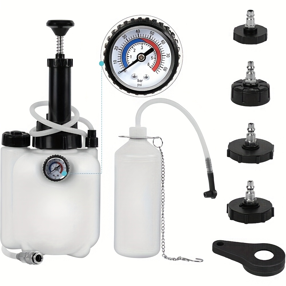 TEMU 3l Manual Brake Bleeder Kit, Manual Brake Oil Change Suit, 1 Person Brake Bleed Vacuum Pump With 1l Brake Fluid Bleed Bottle And Equipped With 4
