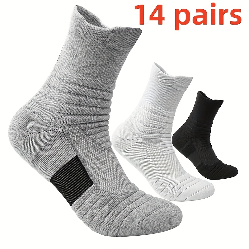 

14pcs Chaussettes Athlétiques avec Fond Épais et Rembourré - Polyester Respirant, pour l'Entraînement de Football, le Basketball & les Sports Extérieurs - Bout et Talon Renforcés Durables, Couleurs