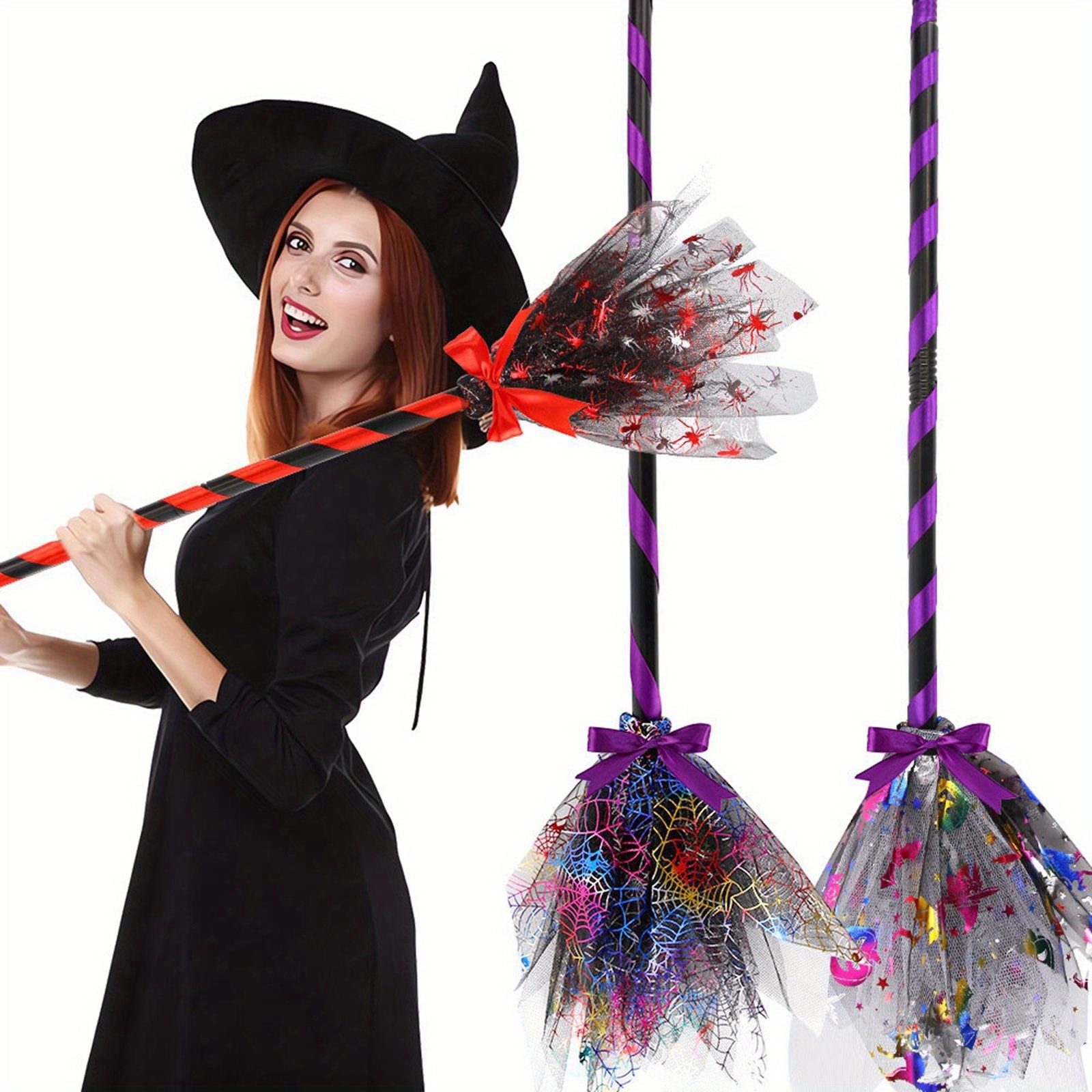 Wanshop Halloween Witch Broom Plastic Broom Props Cosplay Broomstick Halloween | INDIA