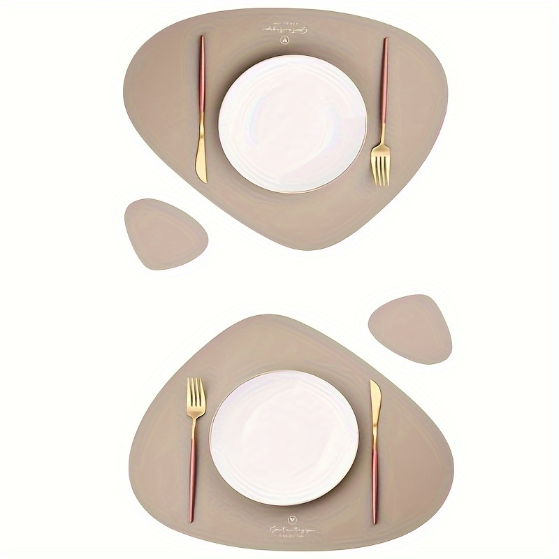 

2 de sous-tasses et de dessous-de-verre en cuir rond, Matériel non tissé, Motif uni, Décor de Noël, Accessoires de cuisine et de salle à manger pour , Lavable à uniquement.