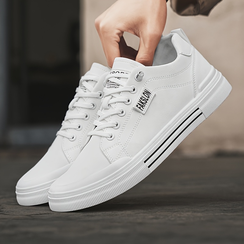 Men'S Casual Sneakers - Spring 2025 Fashion, Versatile Low-Top Lace-Up Shoes with Elastic Round Toe, Faux Upper & PVC Sole for Casual Attire, Work, and Street Style, Allseason Shoes | Modern Casual Shoes | Durable PVC Sole, Skate Shoe