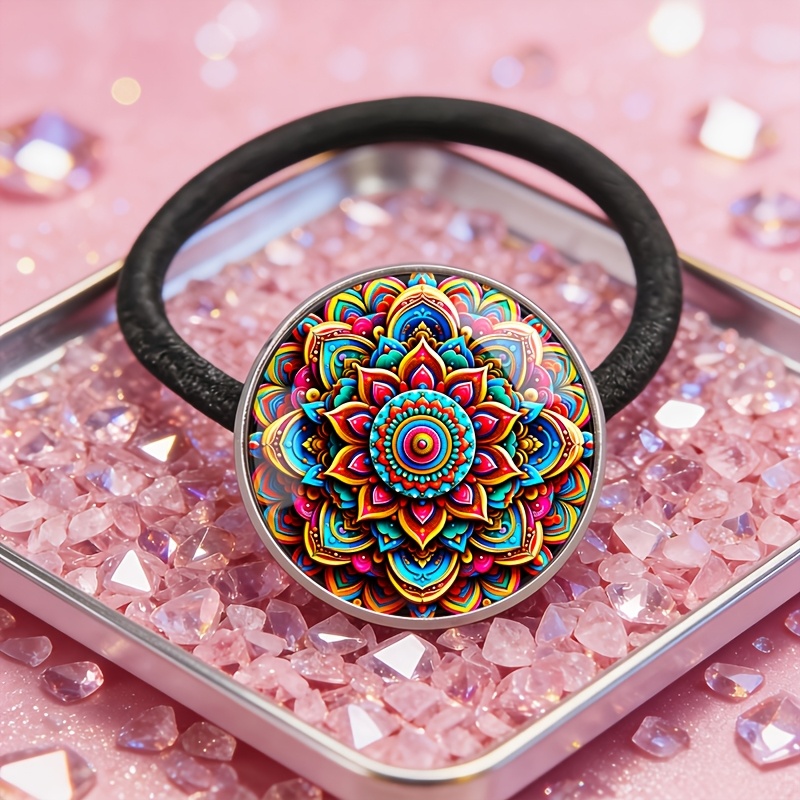 TEMU Élastique à cheveux avec mandala peint, un accessoire capillaire simple et attrayant, adapté pour un et cadeau de fêtes