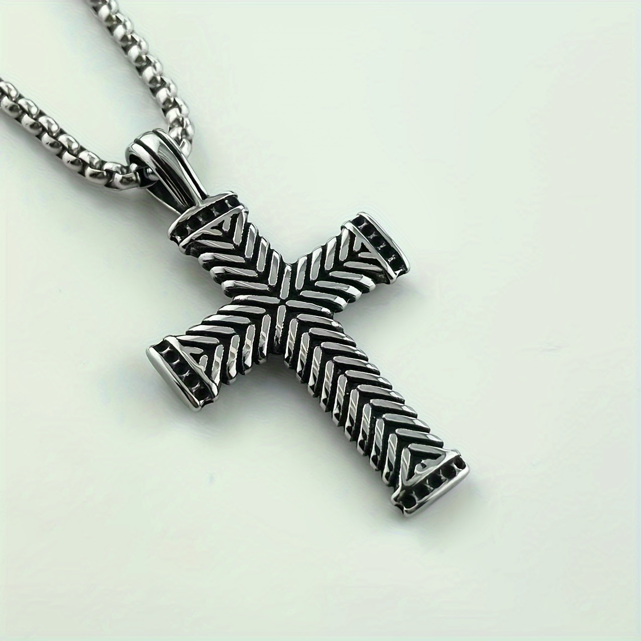 Solid Cross Pendant Necklace For Men | Adjustable Vintage Chain Necklace Suitable For Men And Boys