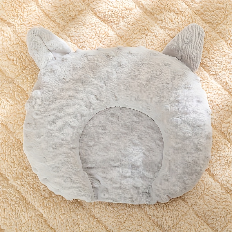 cozy u shaped cartoon dog bed for small dogs toy breeds soft polyester fleece oval sleep pad with solid   warm   for   decor cute dog bed fluffy texture Product details 4