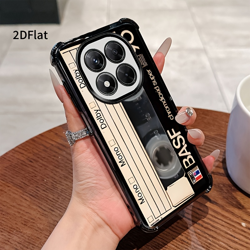 TEMU Custodia per telefono - Design piatto 2D retr簷 nastro in cassette, antiurto, , , , adatta per Redmi, Redmi Note 14 5G, 4G, Pro+, Pro 5G, Pro 4G,
