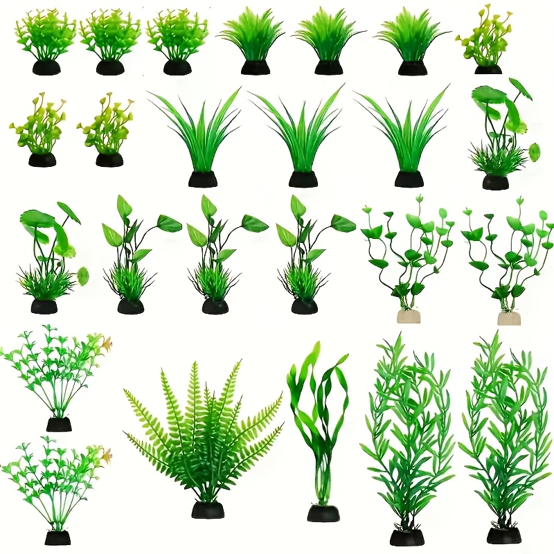 Image of 25pcs Tpu Aquarium Plants, Realistic Plastic Fish Tank Decorations, Artificial Greenery For Aquarium Scenery, Water Tank Accessories, Home & Pet Decor