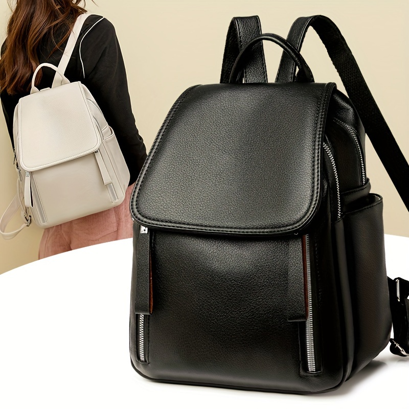 

Fashionable Women's Backpack, Large Capacity Leather Bag With Pockets And Zipper Closure