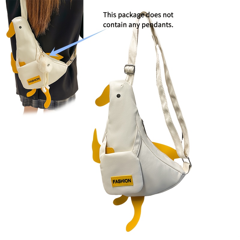 Bandolera para Mujeres, Bolso de Hombro Casual con Pequeño Patito Blanco, Bolso Estilo Callejero Amarillo con Diseño de Pato, Bolso de Ocio y Trabajo, Regalo del Día de la Madre, Bolso de Viaje Ligero para el Primer de Mayo con Cierre de Cremallera y Bolsa Magnética Superior, Ideal para Universitarias