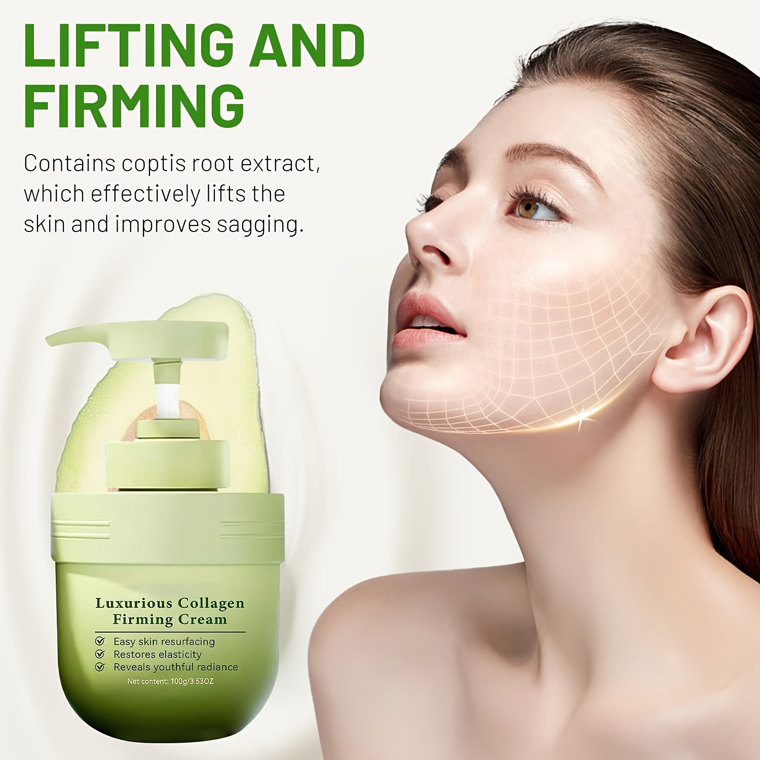 Luksuzna kolagenska krema za učvršćivanje s avokadom, ceramidima i collagen - Dubinsko hidratiranje bez mirisa alkohola obnavlja kožu čini je zategnutijim pogodnoj svih tipova tena do osjetljivosti