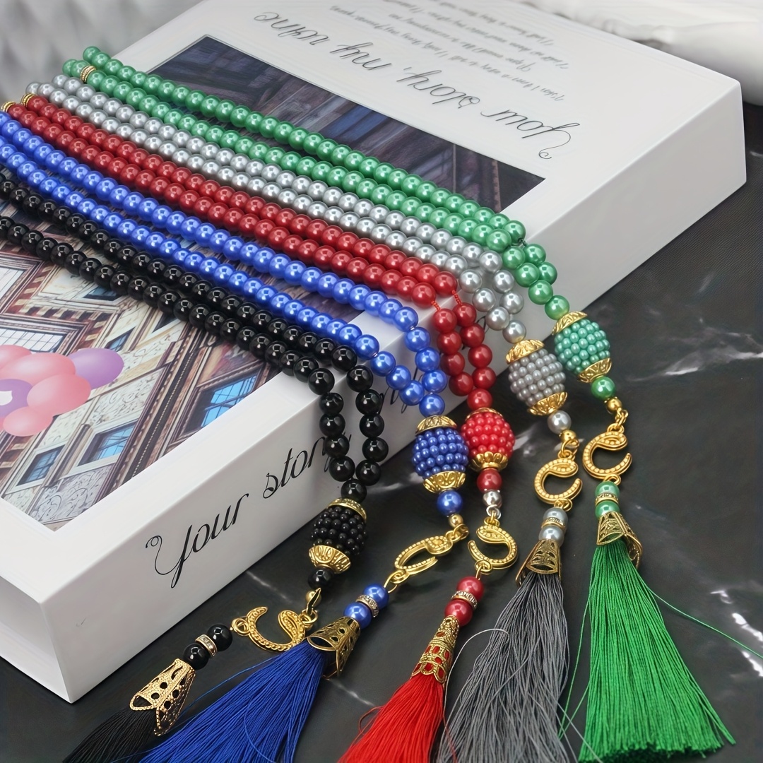 5-pack 99pcs Beads Rosary Beads Festival Decoration Festival Gift Middle East 99-bead Strand And Tassel Beads Rosary Gift