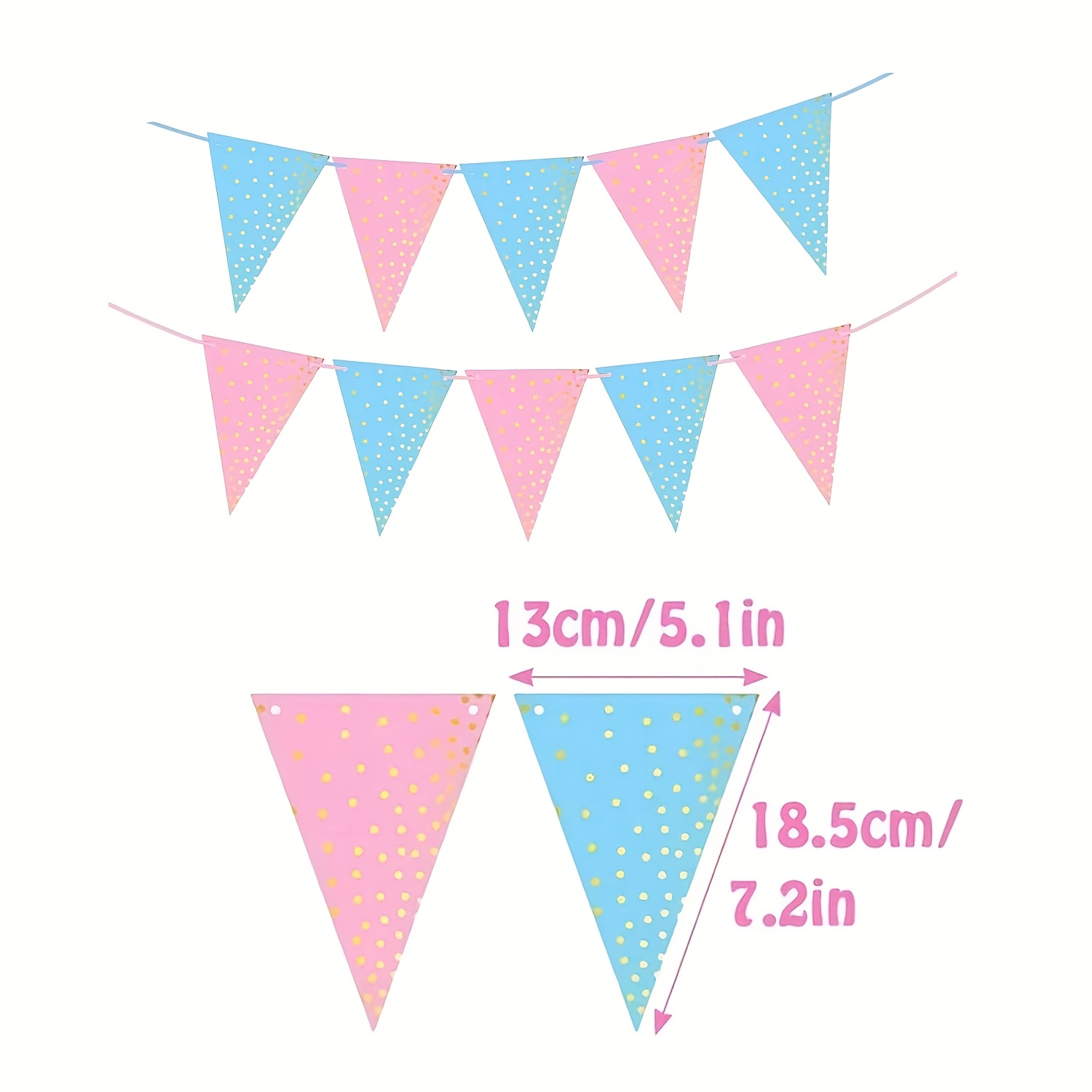 Image of Gender Reveal Bunting Blue & Pink Banner For Gender Reveal Party Supplies Babyshower Decorations Newborn Birthday Party Decorations