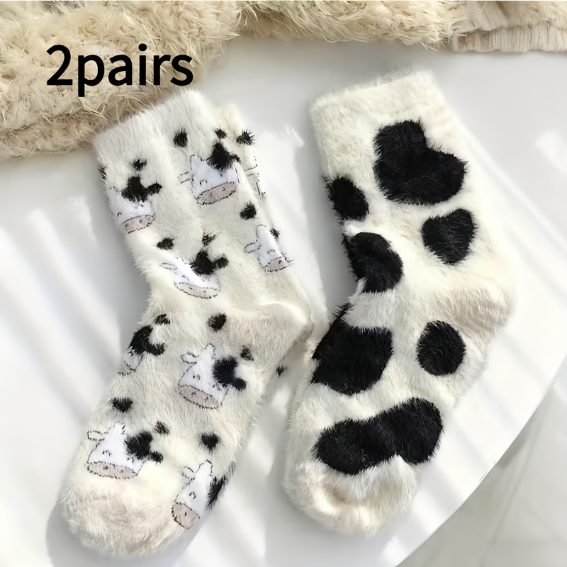 TEMU Of Women's Socks, Cute Cow Print, Thickened, Soft And Comfortable, Suitable For Daily Wear