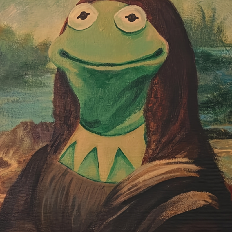 

1pc Kermit la grenouille sur toile - Décoration murale fantaisie, Affiche cadre pour , ou le 'art, Facile à accrocher, Matériau , Pas de plume, Pas d'électricité