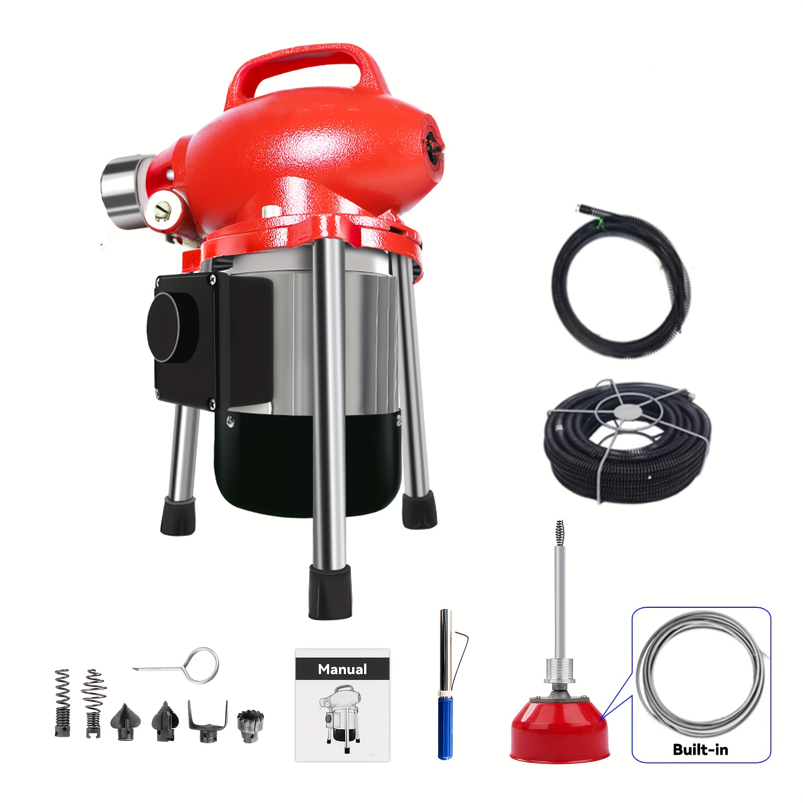 1pc heavy-duty manual drain snake extra long