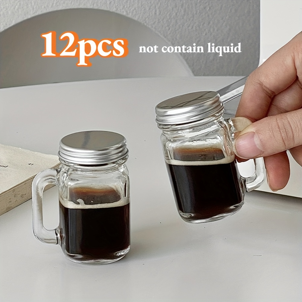 Image of 12 Mini Glass Jars With Lids, Portable Coffee Concentrate Storage Containers, Sealed Jars, Mini Mason Jars For Home, Office, Travel, And Party Use