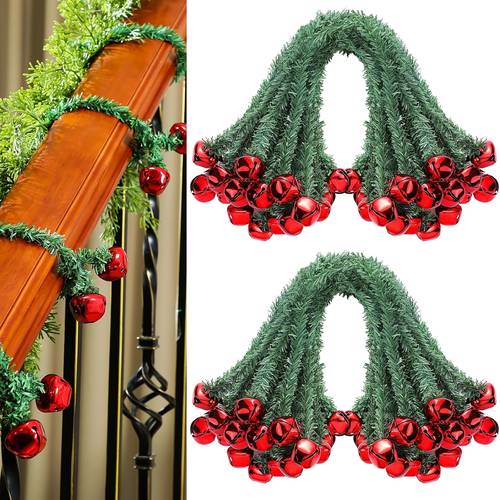 8pcs reusable plastic christmas garland ties with bells twistable bell decorations suitable for banister stairs railing flexible twistable hangers for xmas holiday decor suitable for use halloween